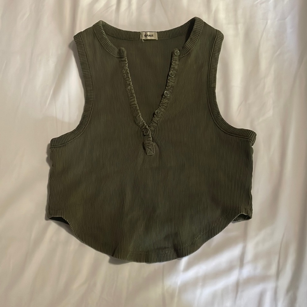 Green Garage Button Up Y2K Tank